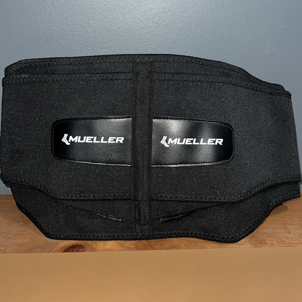 MUELLER support adjustable one sz back brace lumbar sprt black blue never used